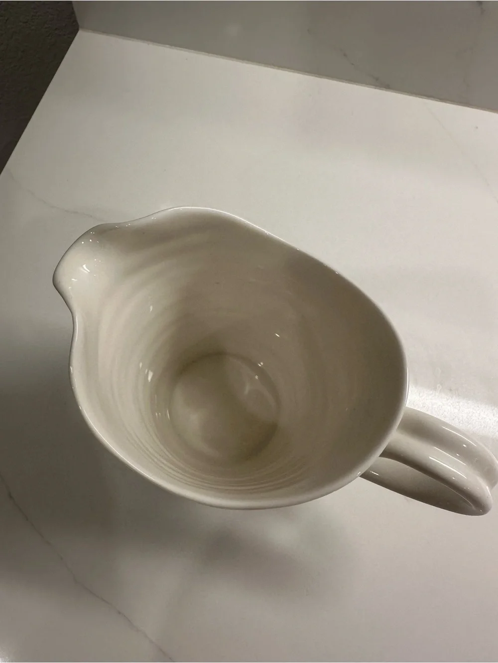 Portmeirion White Ceramic Pitcher with Subtle Ribbing 15 oz